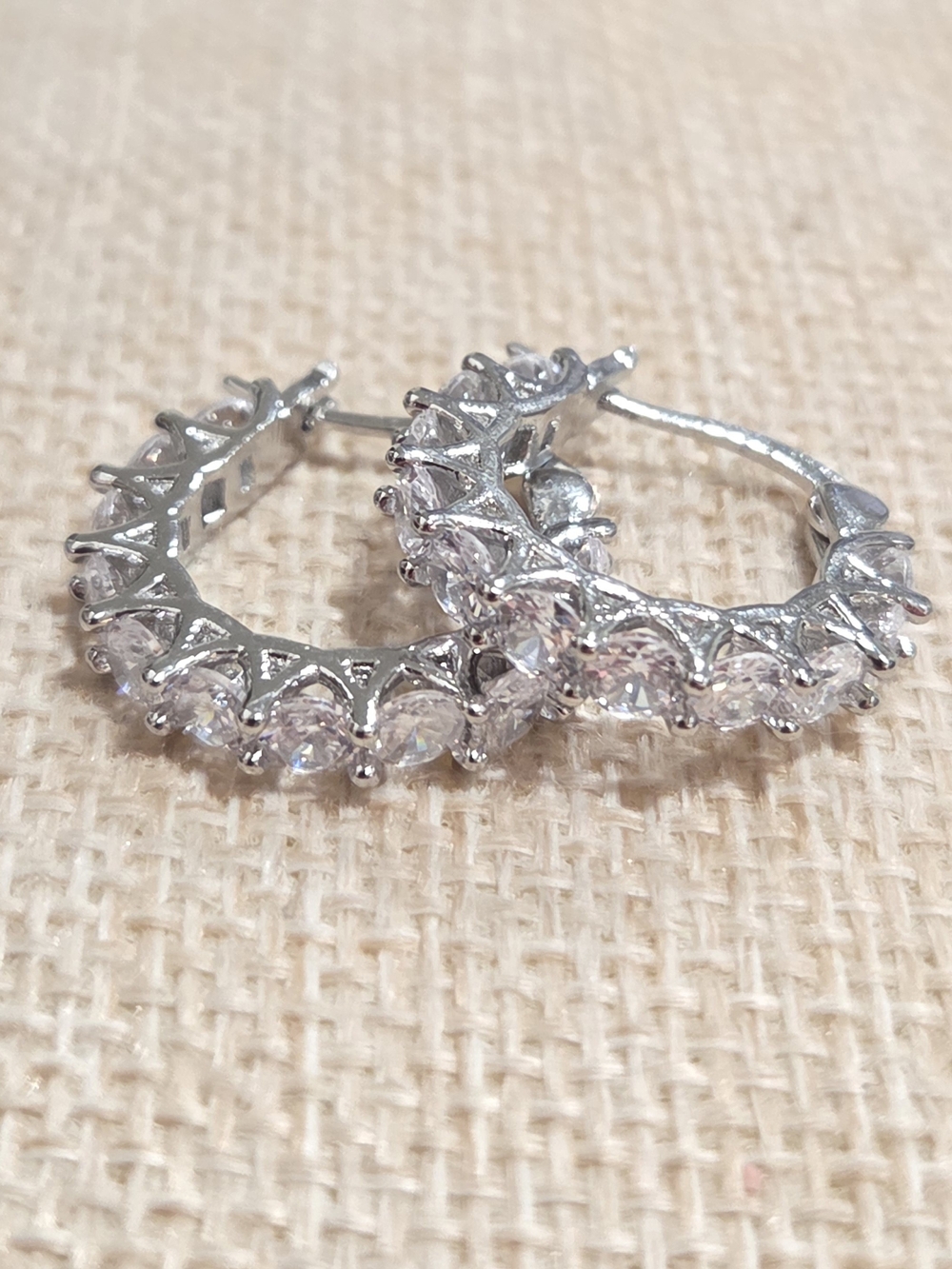 Moissanite Hoop Earrings - Sparkling Accent